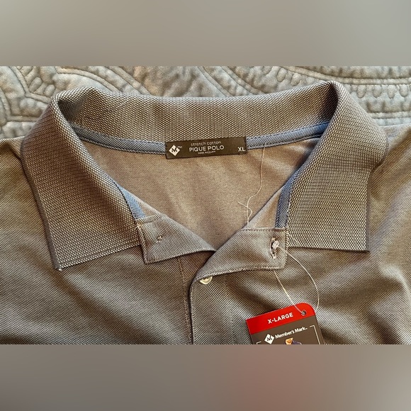 NWT Men’s Members Mark Grey Polo Shirt Size XL - Picture 5 of 11